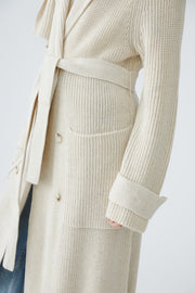Oui Knitted Trench Coat Off-white