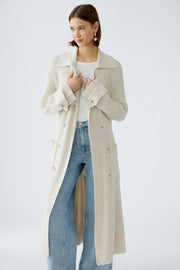 Oui Knitted Trench Coat Off-white