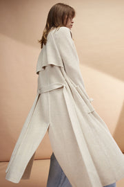 Oui Knitted Trench Coat Off-white