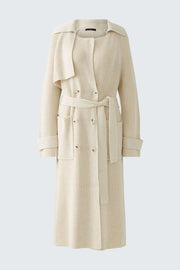 Oui Knitted Trench Coat Off-white
