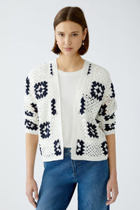 Oui Knit Cardigan White/Navy