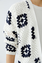 Oui Knit Cardigan White/Navy