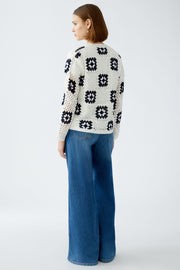 Oui Knit Cardigan White/Navy