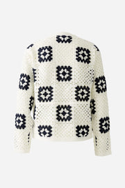 Oui Knit Cardigan White/Navy