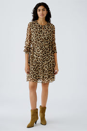 Oui Animal Print Dress Camel