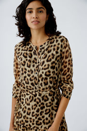 Oui Animal Print Dress Camel