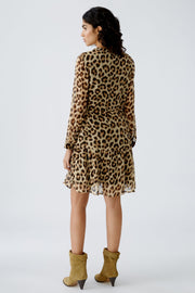 Oui Animal Print Dress Camel