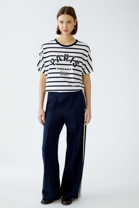 Oui Striped T-Shirt White/Navy