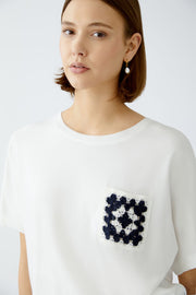 Oui T-Shirt With Crocheted Pocket Off-white