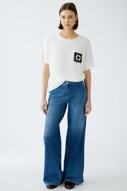 Oui T-Shirt With Crocheted Pocket Off-white