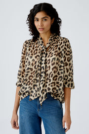 Oui Blouse Animal Print Camel/Grey