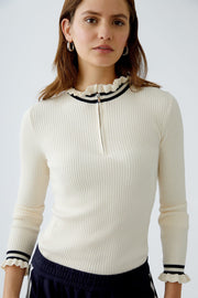 Oui Ribbed Knit Jumper Off-white