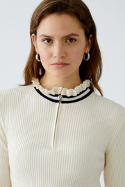 Oui Ribbed Knit Jumper Off-white