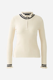 Oui Ribbed Knit Jumper Off-white