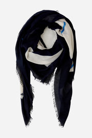 Oui Scarf Light Stone/Navy Print