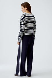 Oui Knit Striped Sweatshirt White/Navy