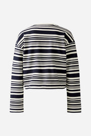 Oui Knit Striped Sweatshirt White/Navy