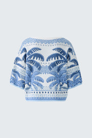 Oui Knit Jumper Blue/White Print