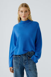 Oui Knit High Neck Jumper Blue