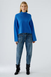 Oui Knit High Neck Jumper Blue