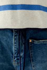 Oui Knit Striped Jumper Off-white/Blue