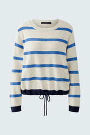 Oui Knit Striped Jumper Off-white/Blue