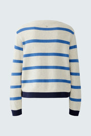 Oui Knit Striped Jumper Off-white/Blue