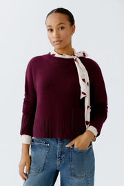 Oui Knit Wool Blend Jumper Dark Bordeaux