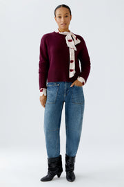 Oui Knit Wool Blend Jumper Dark Bordeaux