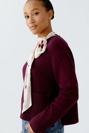Oui Knit Wool Blend Jumper Dark Bordeaux