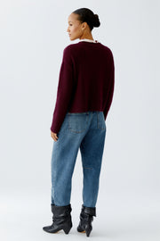 Oui Knit Wool Blend Jumper Dark Bordeaux