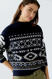 Oui Knit Jumper Navy/White