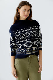 Oui Knit Jumper Navy/White