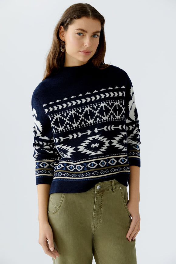 Oui Knit Jumper Navy/White