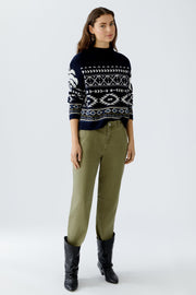 Oui Knit Jumper Navy/White