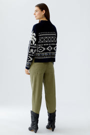 Oui Knit Jumper Navy/White