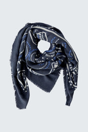 Oui Scarf With Western Print Navy