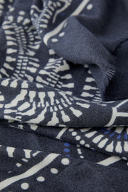 Oui Scarf With Western Print Navy