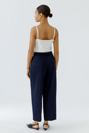 Oui Pleated Trousers Navy