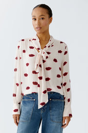 Oui Blouse With Lip Motif Print