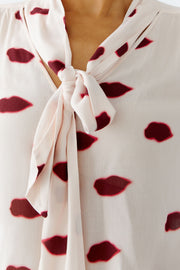 Oui Blouse With Lip Motif Print