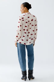 Oui Blouse With Lip Motif Print