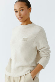 Oui Knit Sweater Light Beige Melange
