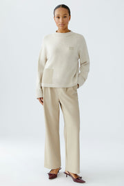 Oui Knit Sweater Light Beige Melange