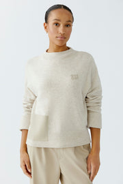 Oui Knit Sweater Light Beige Melange