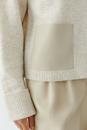 Oui Knit Sweater Light Beige Melange