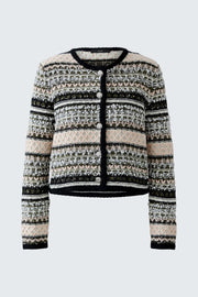 Oui Knit Jacket Khaki/Rose Multi