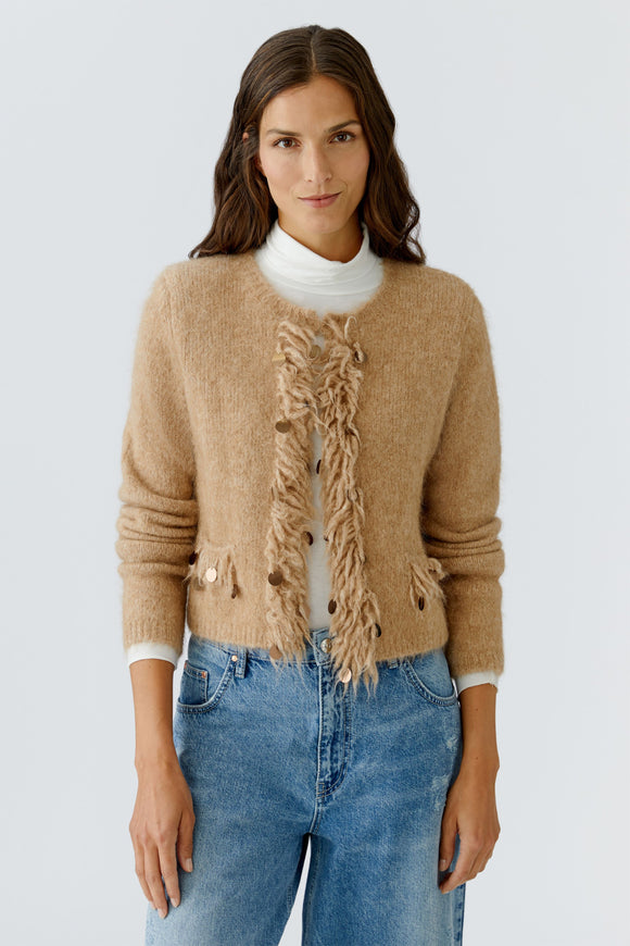 Oui Knit Cardigan Beige Melange