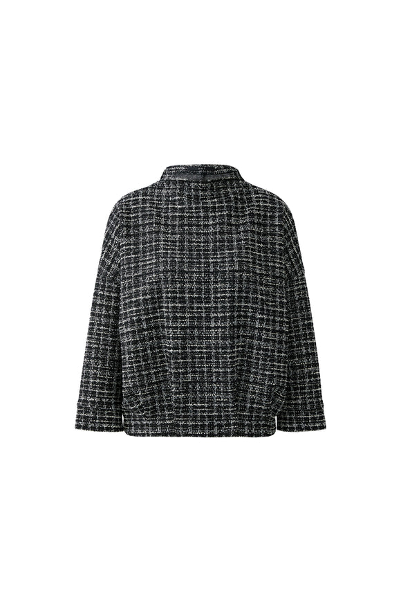 Oui Knit Top Check Print Black/Off-white