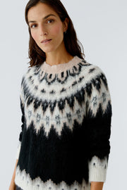 Oui Knit Jumper Black Pattern